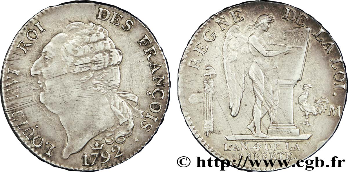 LOUIS XVI Écu dit au génie , type FRANÇOIS 1792 Toulouse SS/fVZ