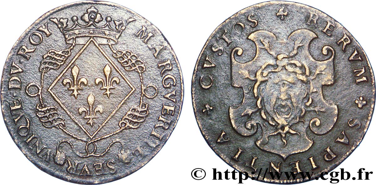 MARGUERITE DE FRANCE, DUCHESSE DE SAVOIE Jeton Br 28 TTB+