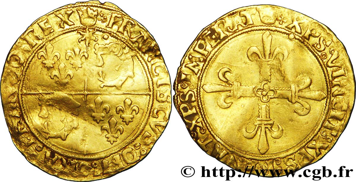 FRANCOIS I Écu d or au soleil du Dauphiné, 1er type 21/07/1519 Crémieu q.BB/BB