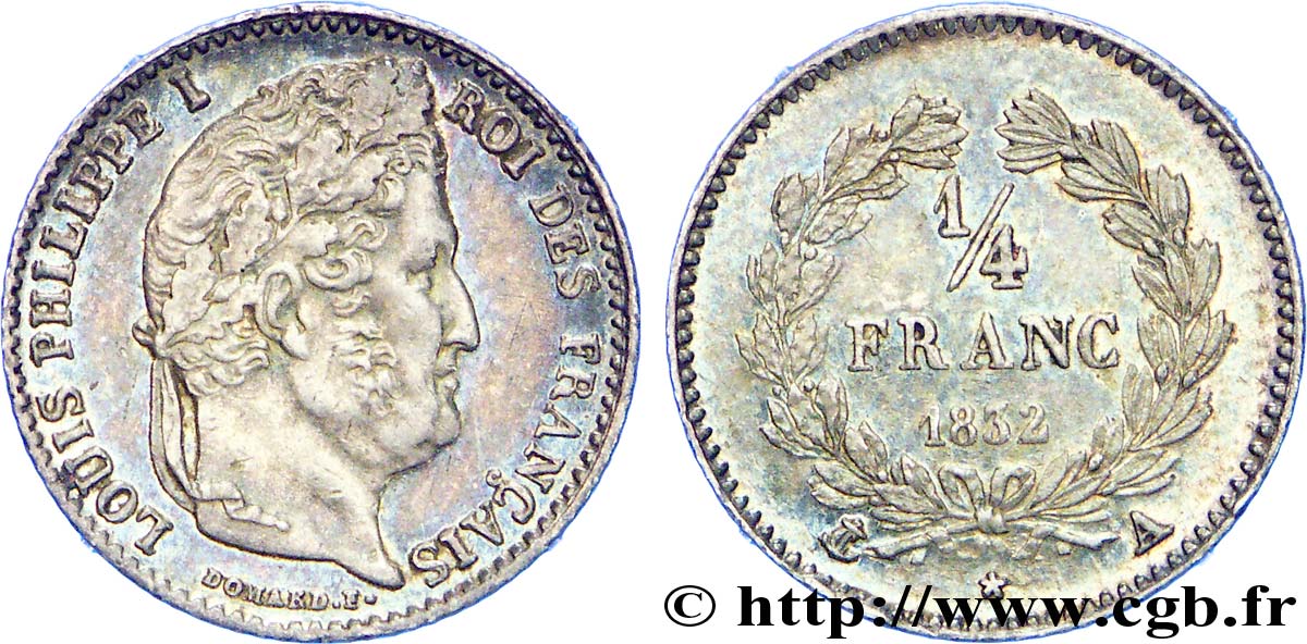 1/4 franc Louis-Philippe 1832 Paris F.166/14 SUP 