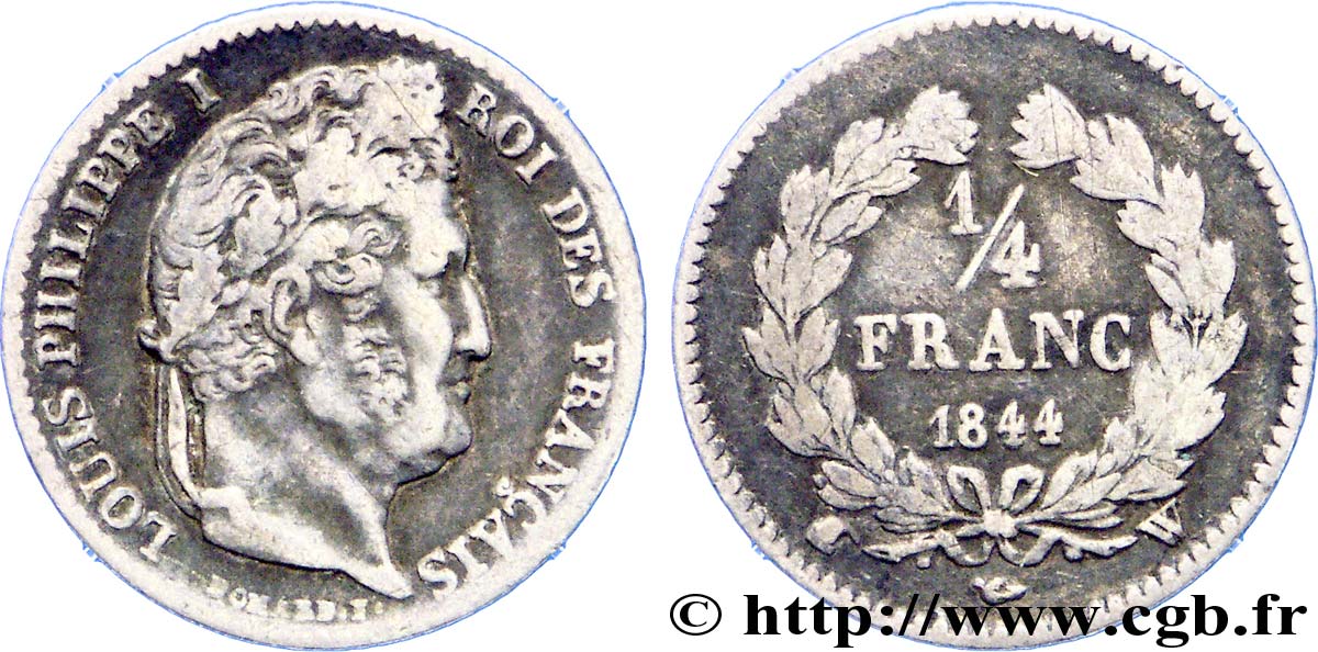 1/4 franc Louis-Philippe 1844 Lille F.166/101 TB 