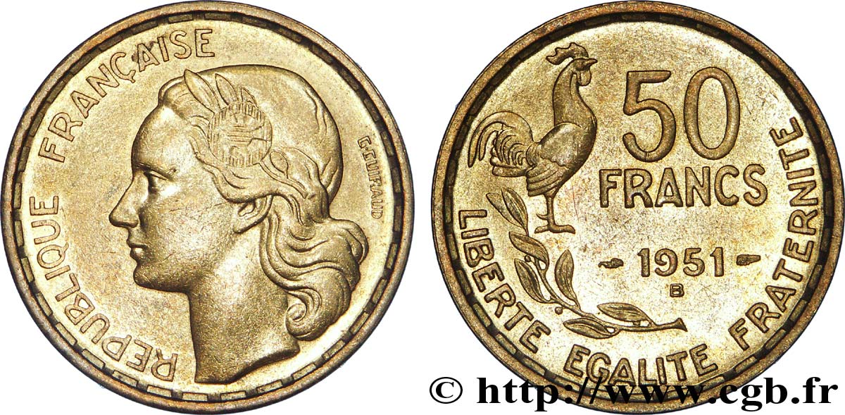 50 francs Guiraud 1951 Beaumont-Le-Roger F.425/6 SPL 