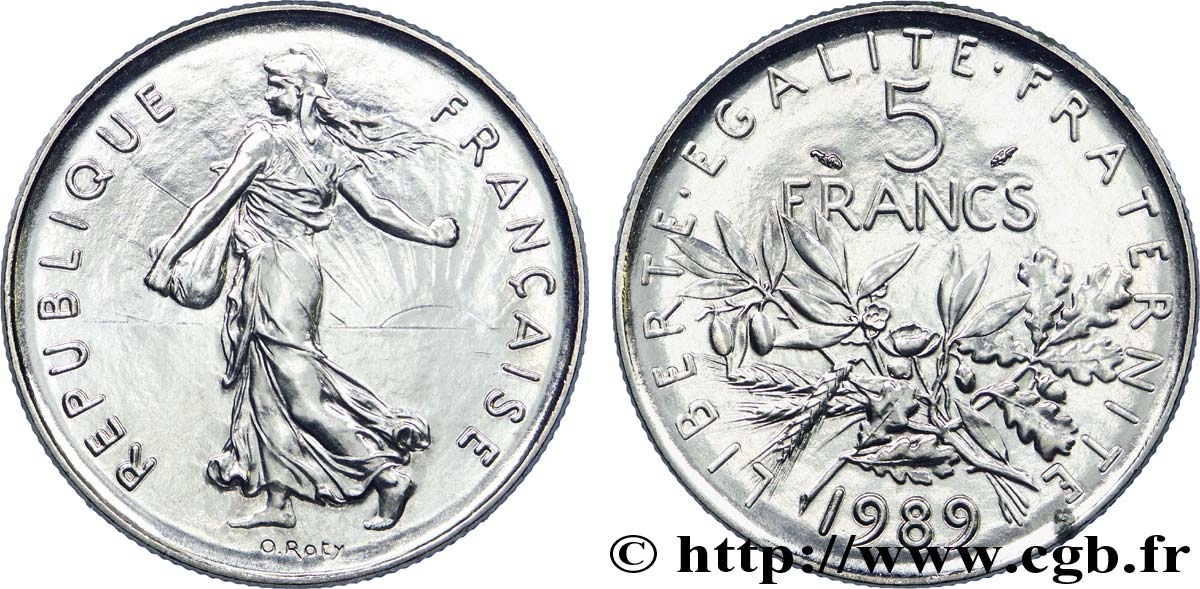 5 francs Semeuse, nickel 1989 Pessac F.341/21 MS