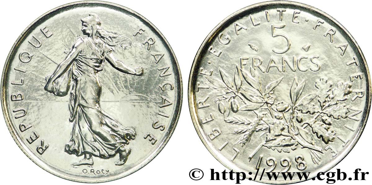 5 francs Semeuse, nickel, BU (Brillant Universel) 1998 Pessac F.341/34 FDC 