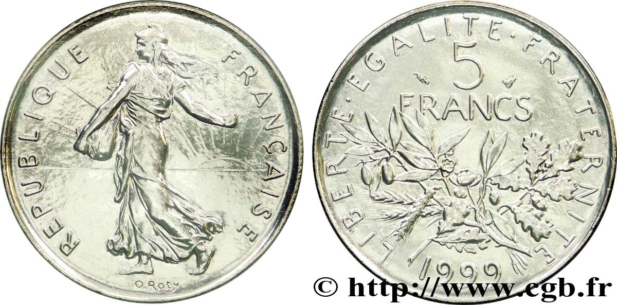 5 francs Semeuse, nickel, BU (Brillant Universel) 1999 Pessac F.341/35 FDC