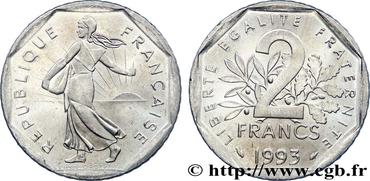 2 francs Semeuse, nickel 1993 Pessac F.272/19 SUP