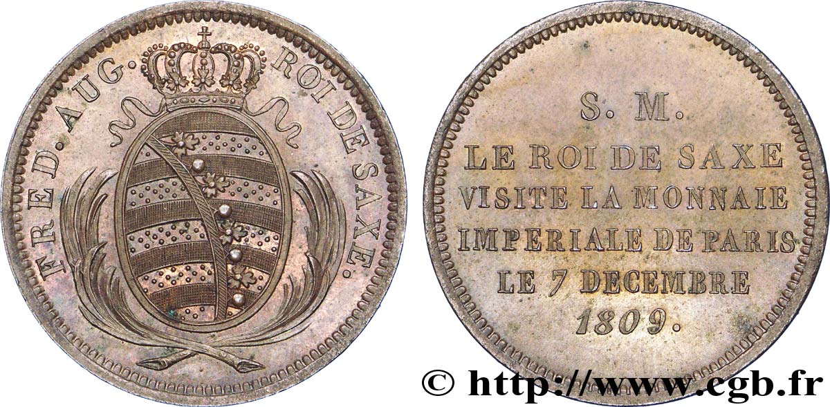 Monnaie de visite, module de 2 francs, pour Frédéric-Auguste de Saxe 1809 Paris VG.cf. 2277  VZ 
