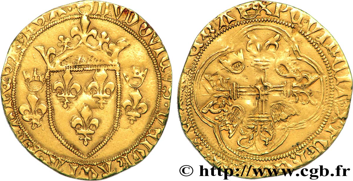 LOUIS XI LE PRUDENT Écu d or à la couronne ou écu neuf 31/12/1461 Perpignan TTB