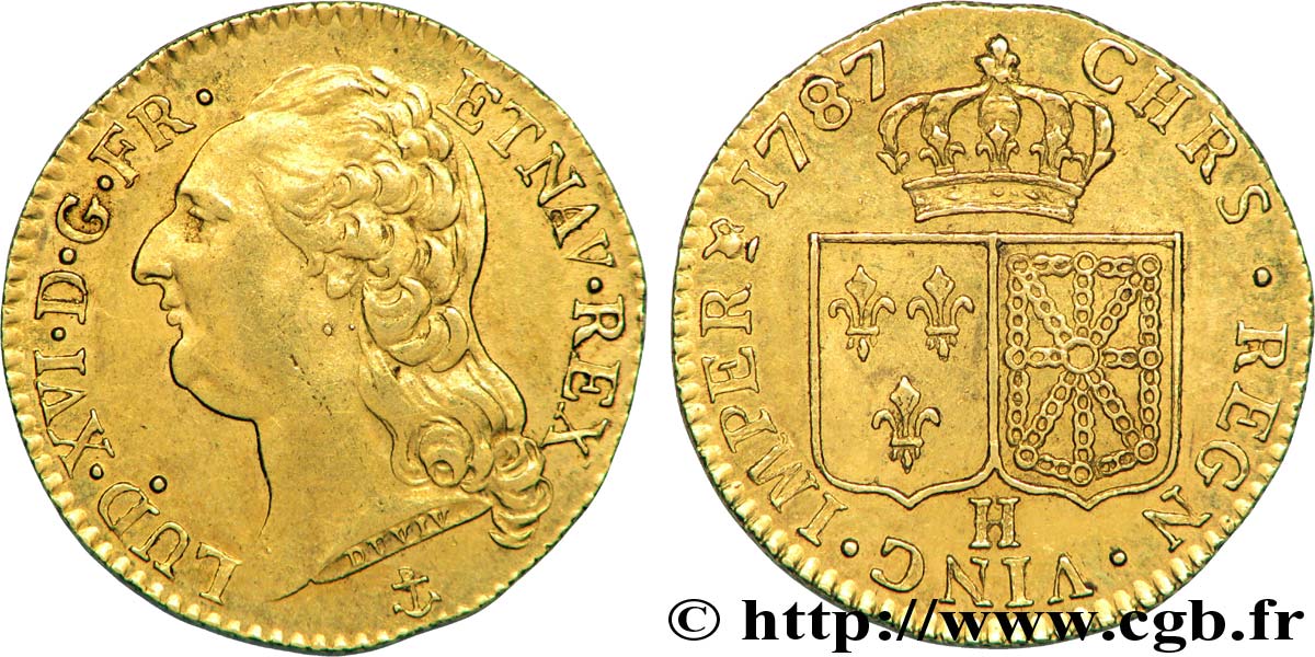 LOUIS XVI Louis d or aux écus accolés 1787 La Rochelle AU/AU
