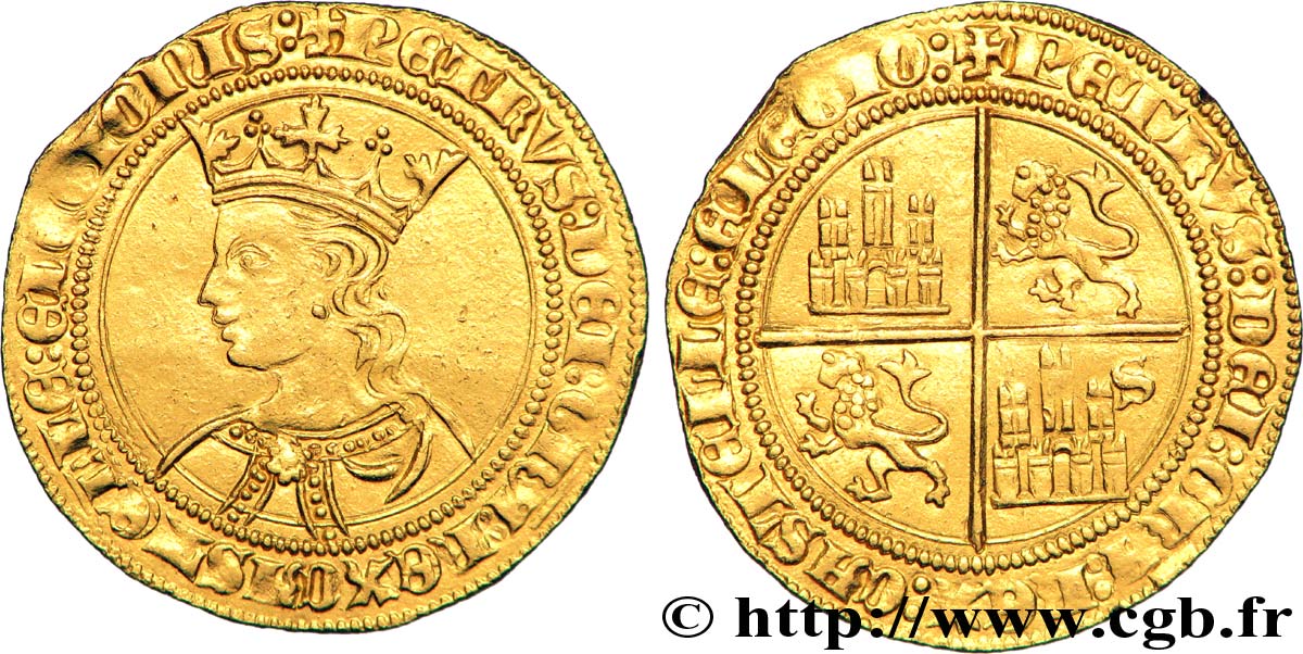 SPAIN - KINGDOMS OF CASTILE AND LEON - PETER I OF CASTILE CALLED THE CRUEL OR THE JUST Double de 35 maravédis n.d. Séville AU