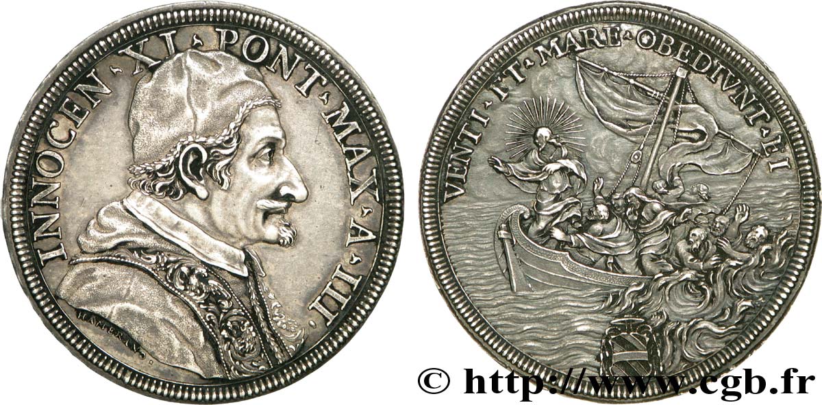 ITALY - PAPAL STATES - INNOCENT XI (Benedetto Odescalchi) Piastre Année 3 (1678-1679) Rome AU
