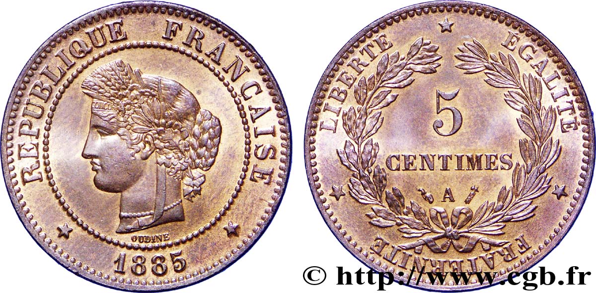 5 centimes Cérès 1885 Paris F.118/27 SPL 