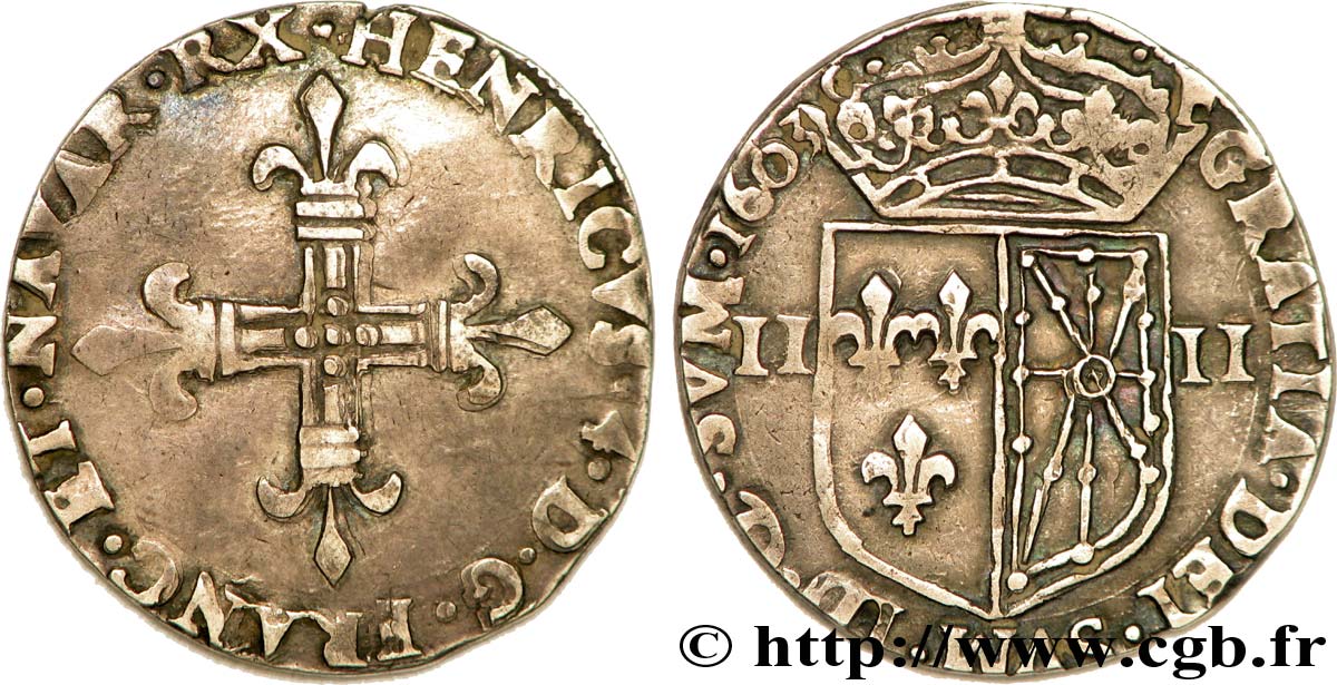 HENRY IV Quart d écu de Navarre 1603 Saint-Palais MBC/MBC+