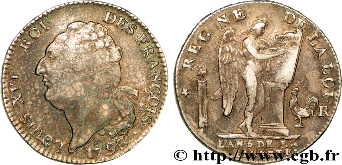 LOUIS XVI (MONARQUE CONSTITUTIONNEL) Écu dit au génie , type FRANÇOIS 1793 Orléans TTB