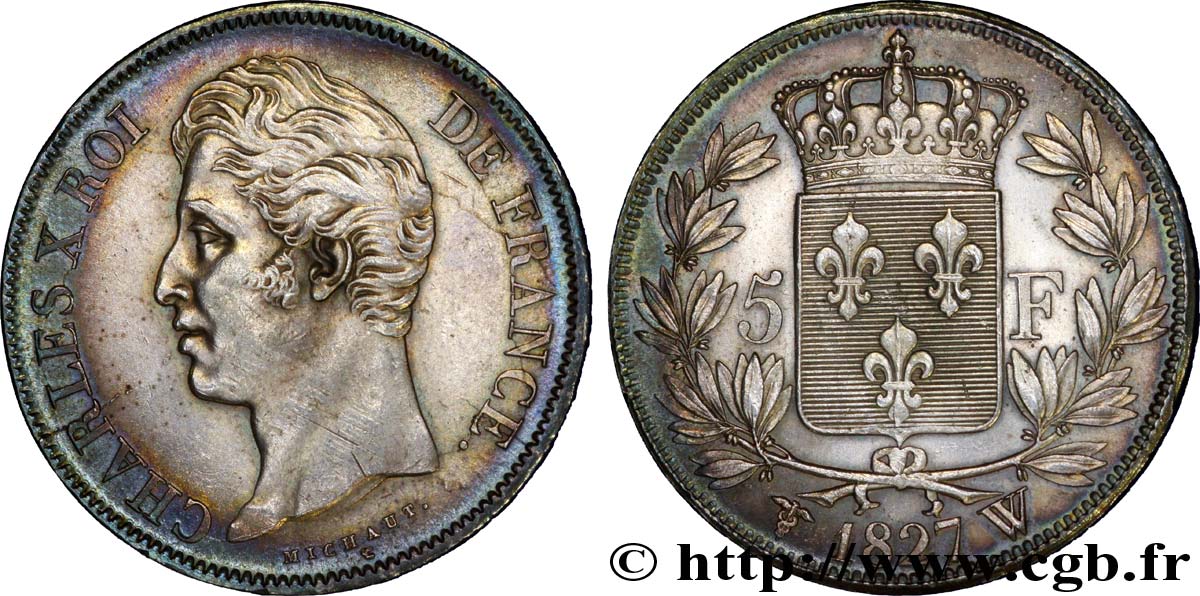 5 francs Charles X, 2e type 1827 Lille F.311/13 VZ