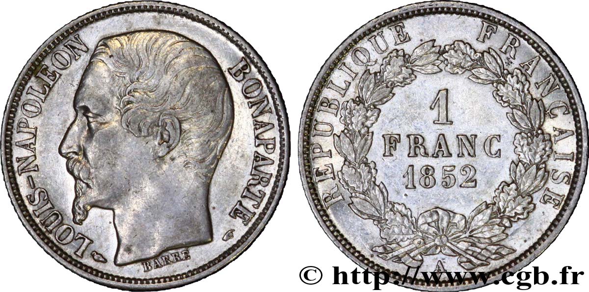1 franc Louis-Napoléon 1852 Paris F.212/1 SPL 