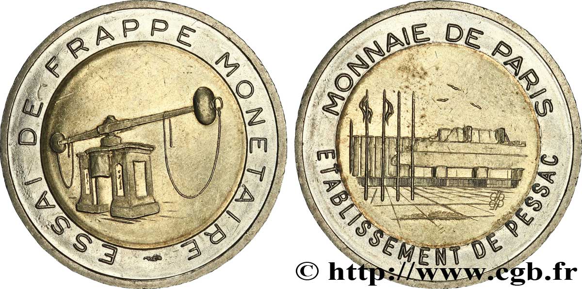 EUROPEAN CENTRAL BANK 2 euro, essai de frappe monétaire dit de “Pessac”, 3ème type n.d. AU