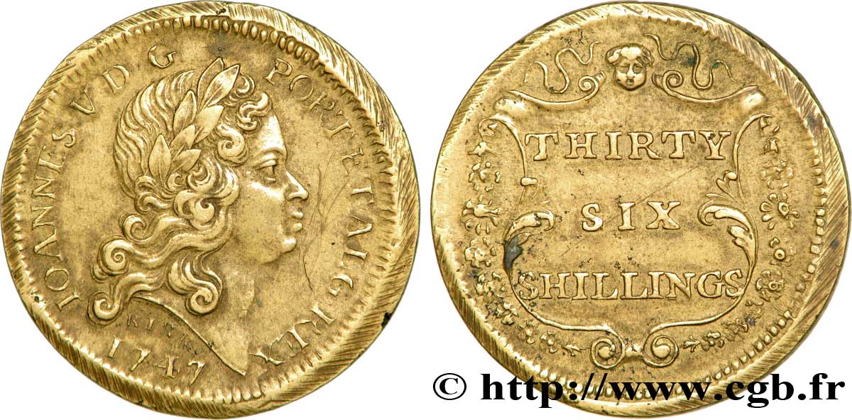 PORTUGAL (KINGDOM OF) AND BRAZIL - JOHN V Poids monétaire pour les pièces d’or de 6.400 reis du Brésil 1747 Londres XF