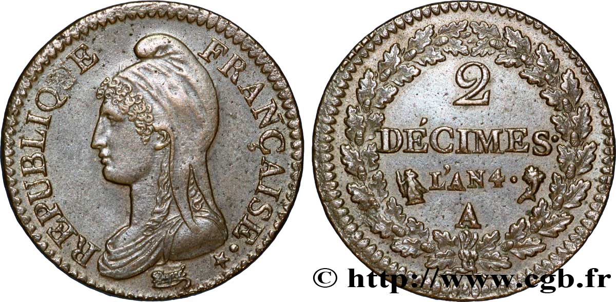 2 décimes Dupré 1796 Paris F.145/1 AU 