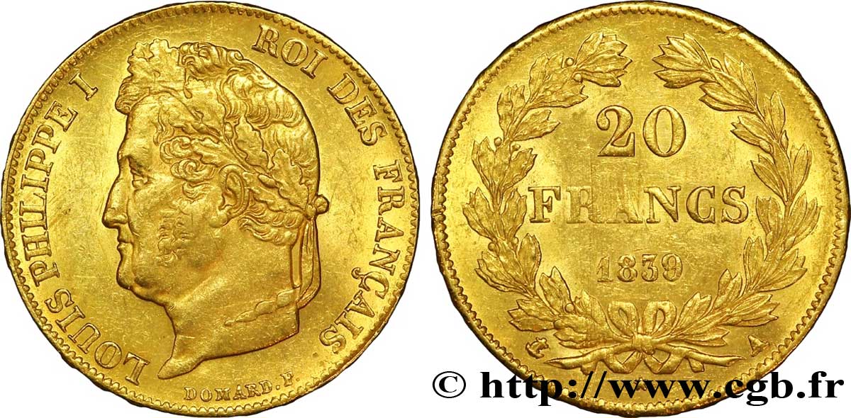 20 francs or Louis-Philippe, Domard 1839 Paris F.527/20 VZ 