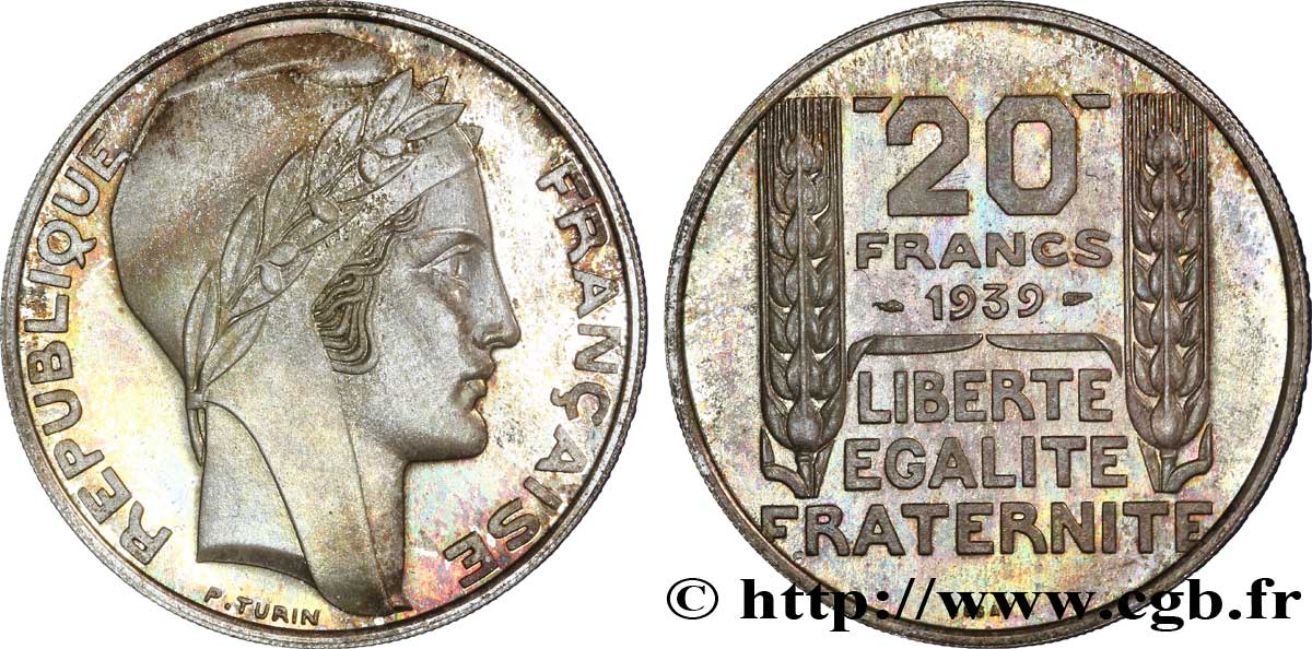 Essai de 20 francs Turin, poids moyen 1939  G.853  MS 