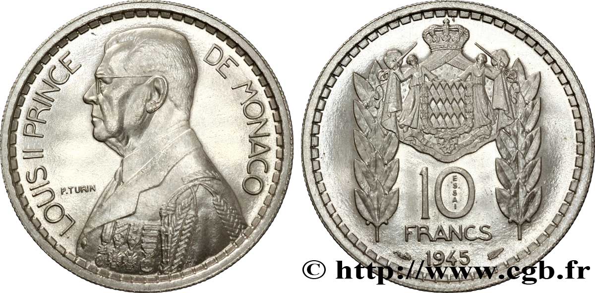 MONACO - PRINCIPAUTÉ DE MONACO - LOUIS II Essai de 10 francs Turin 1945 Paris FDC 