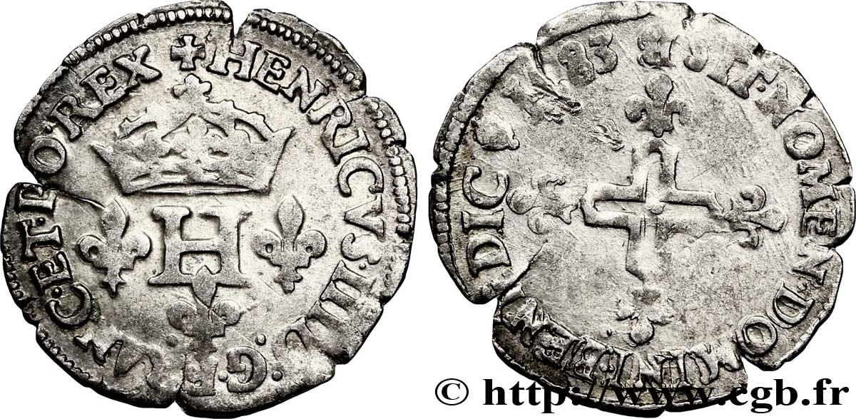 HENRI III Sol parisis 1583 Rouen TTB+/TTB