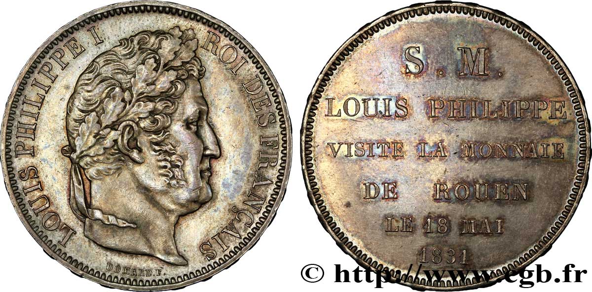 Monnaie de visite, module de 5 francs, pour Louis-Philippe à la Monnaie de Rouen 1831  VG.2824  VZ 