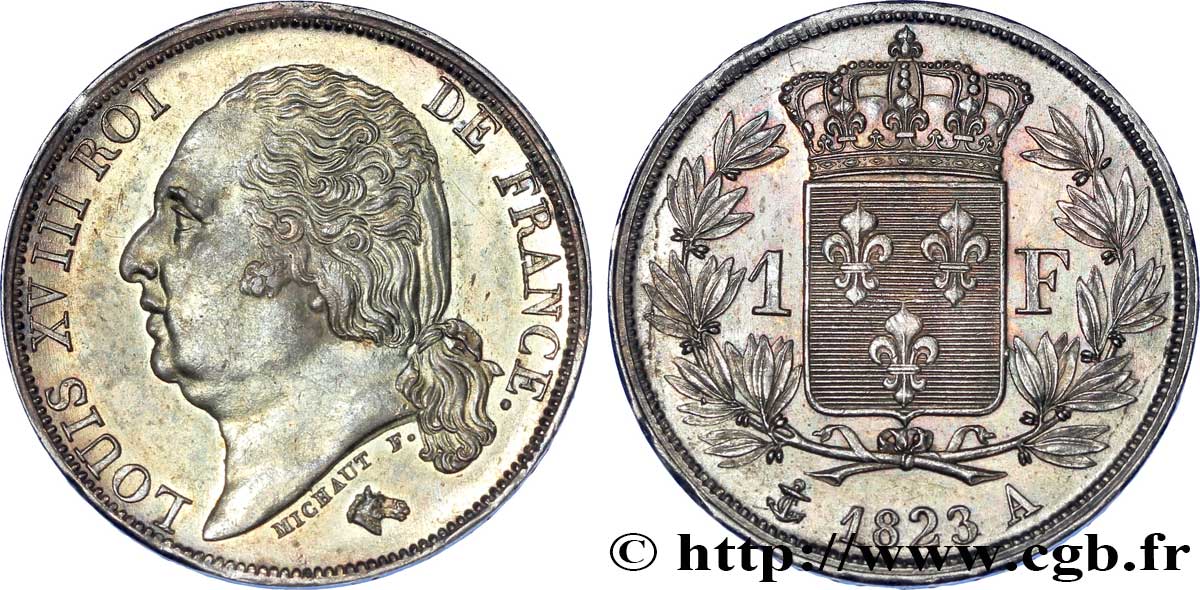 1 franc Louis XVIII 1823 Paris F.206/45 AU 