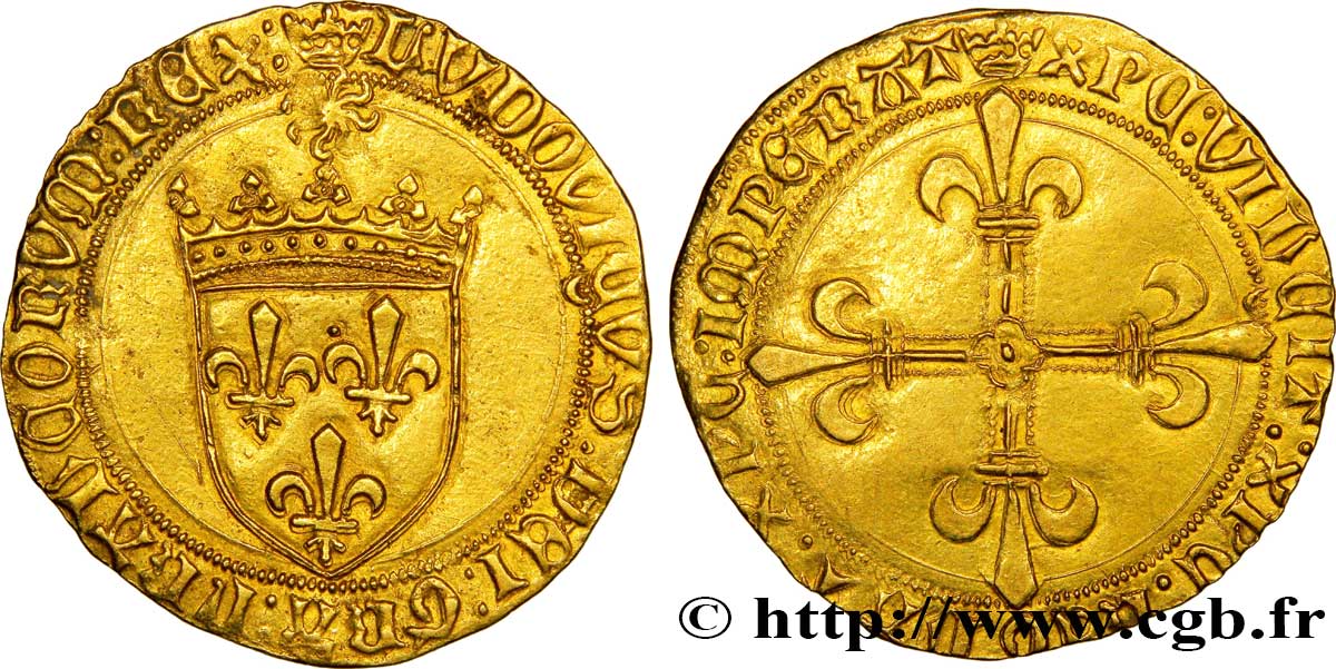 LOUIS XI THE  PRUDENT  Écu d or au soleil 02/11/1475 Angers q.SPL
