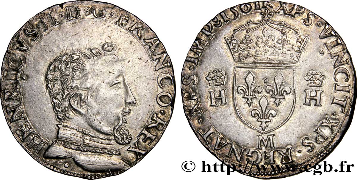 CHARLES IX. MONNAYAGE AU NOM DE HENRI II Teston à la tête nue, 5e type 1561 Toulouse SUP