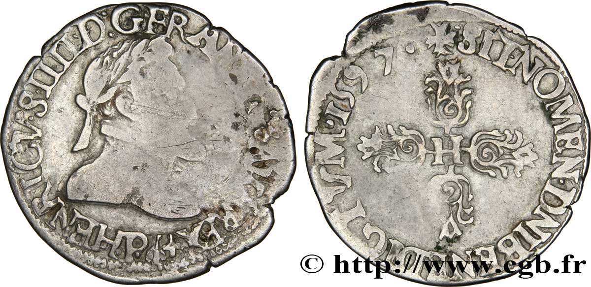 HENRI IV LE GRAND Quart de franc, type de Dijon 1597 Dijon B+/TB+