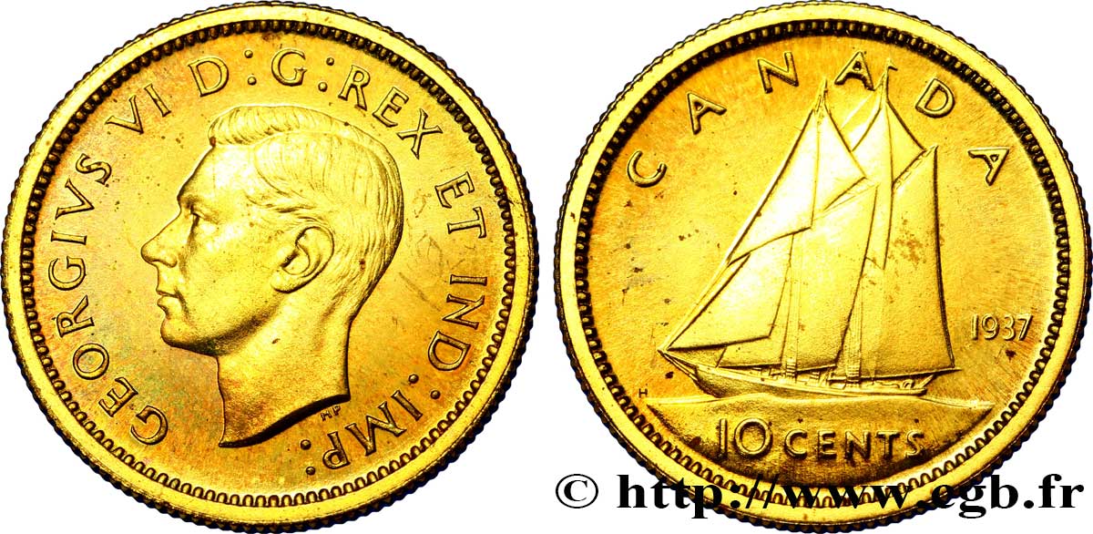 CANADA - GEORGES VI Épreuve de 1 cent en laiton 1937  SPL 