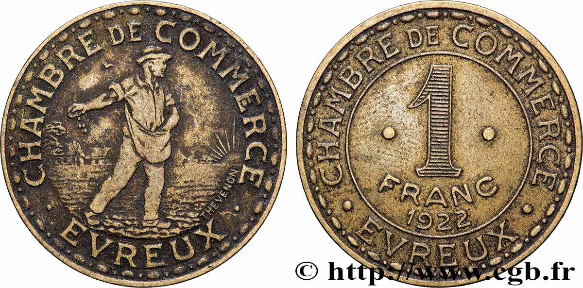 CHAMBRE DE COMMERCE D’EVREUX 1 Franc Chambre de Commerce d’Evreux TTB
