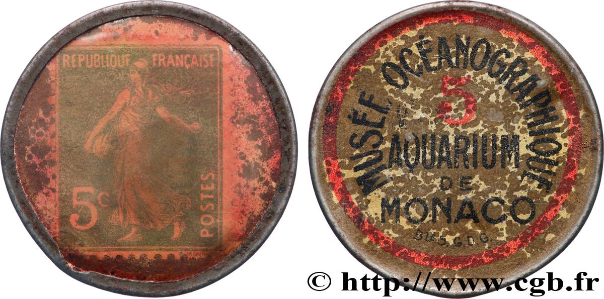 MONACO Timbre 5 Centimes Aquarium de Monaco TB+