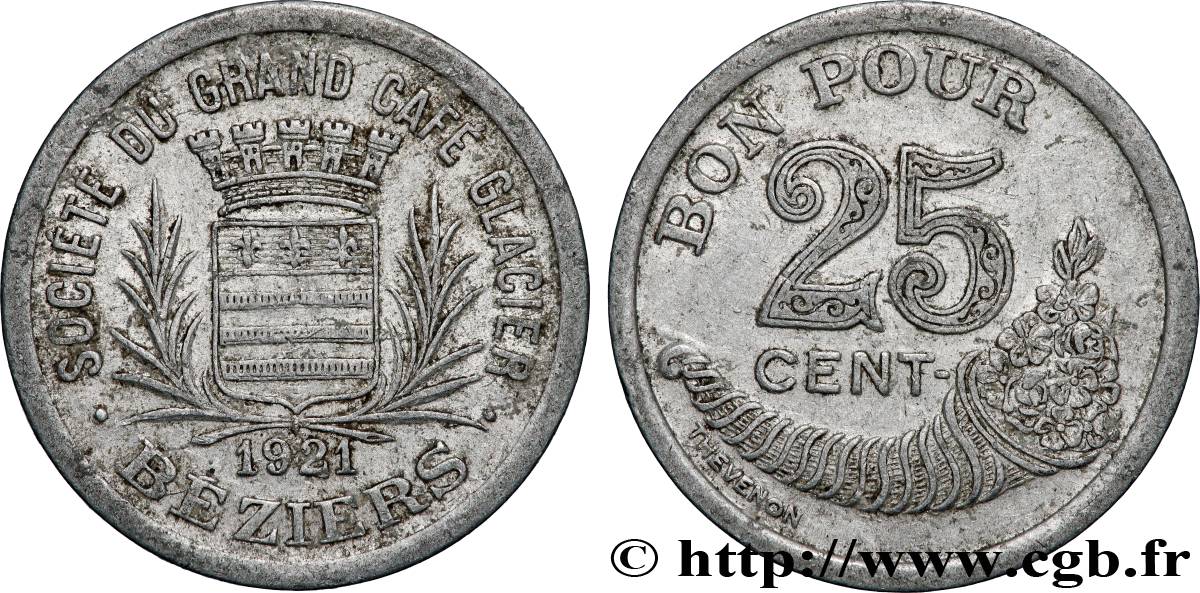 SOCIETE DU GRAND CAFE GLACIER 25 Centimes Sté du Grand Café Glacier - Bézier TTB