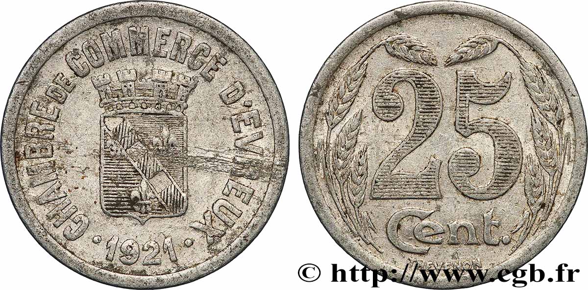 CHAMBRE DE COMMERCE D’EVREUX 25 Centimes Chambre de Commerce d’Évreux SS