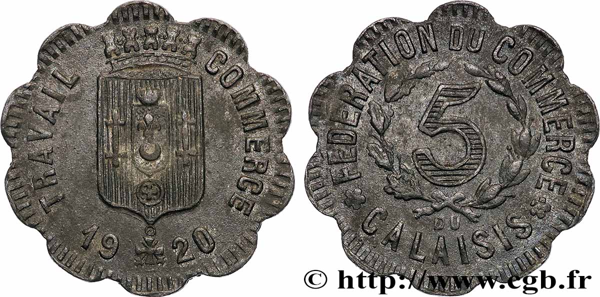 FEDERATION DU COMMERCE DU CALAISIS 5 Centimes Fédération du commerce du Calaisis TTB+