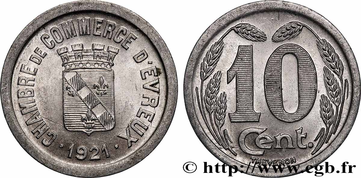 CHAMBRE DE COMMERCE D’EVREUX 10 Centimes Chambre de Commerce d’Évreux MS