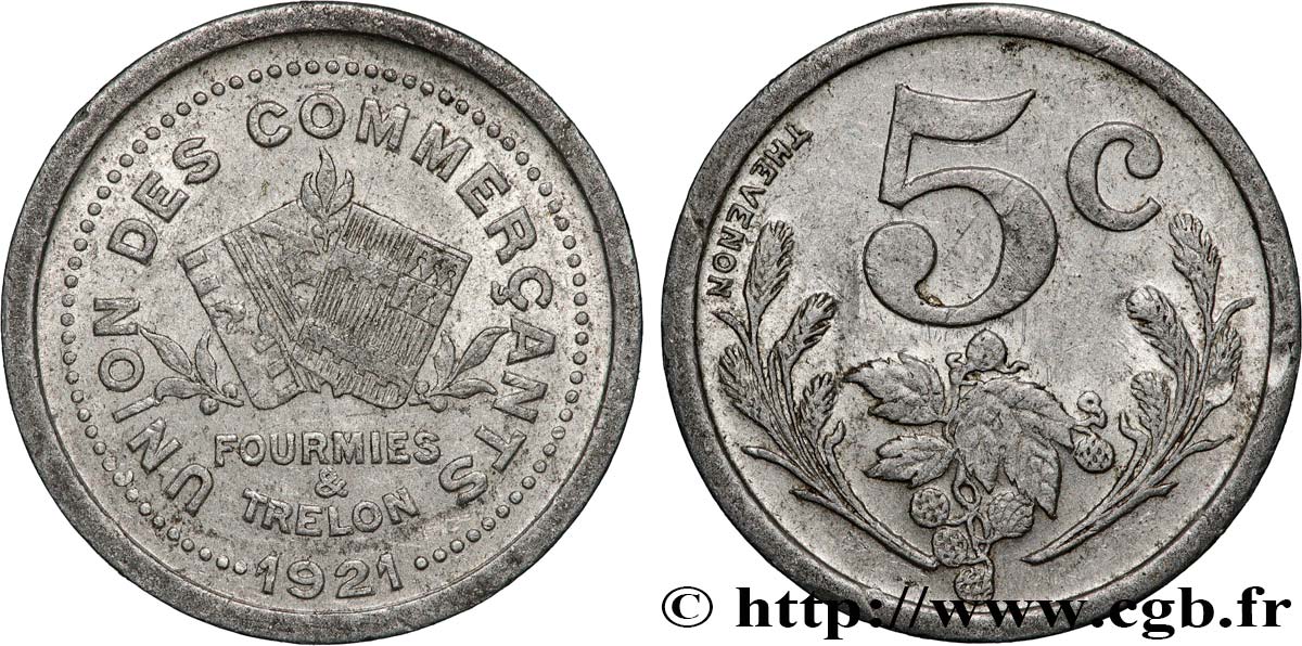 UNION DES COMMERCANTS 5 Centimes Union des commerçants Fourmies et Trelon TTB
