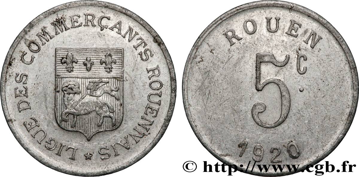 LIGUE DES COMMERCANTS ROUENNAIS 5 Centimes Ligue des Commerçants Rouennais TTB+