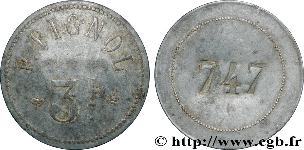 ENTREPRISES, INDUSTRIES ET COMMERCES DIVERS 3 Francs P. Pignol TTB