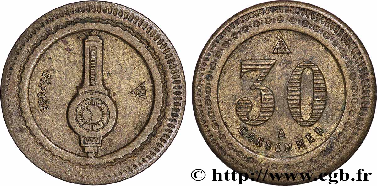 JETONS MACHINES Å SOUS ET ARCADES Bon à consommer de 30 Centimes Peson dynamométrique TTB+