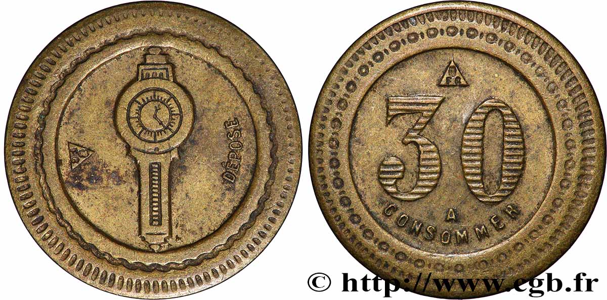 JETONS MACHINES Å SOUS ET ARCADES Bon à consommer de 30 Centimes Peson dynamométrique fVZ