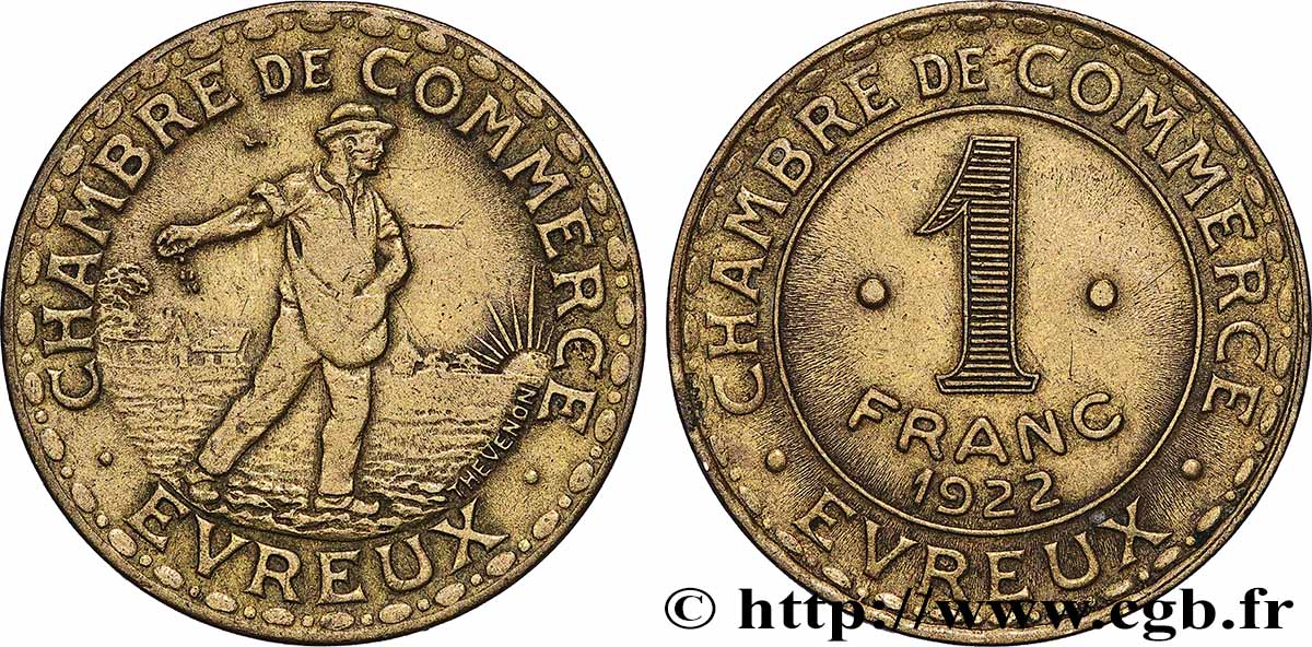 CHAMBRE DE COMMERCE D’EVREUX 1 Franc Chambre de Commerce d’Evreux XF