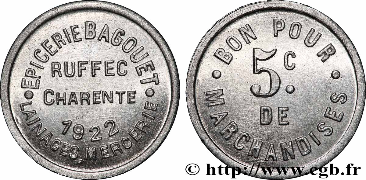 EPICERIE BAGOUET 5 Centimes Épicerie Bagouet - Ruffec MS