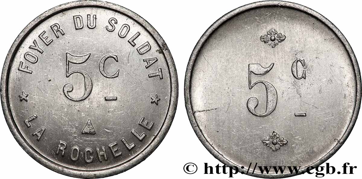 JETONS ET MONNAIES MILITAIRES 5 Centimes Foyer du Soldat VZ
