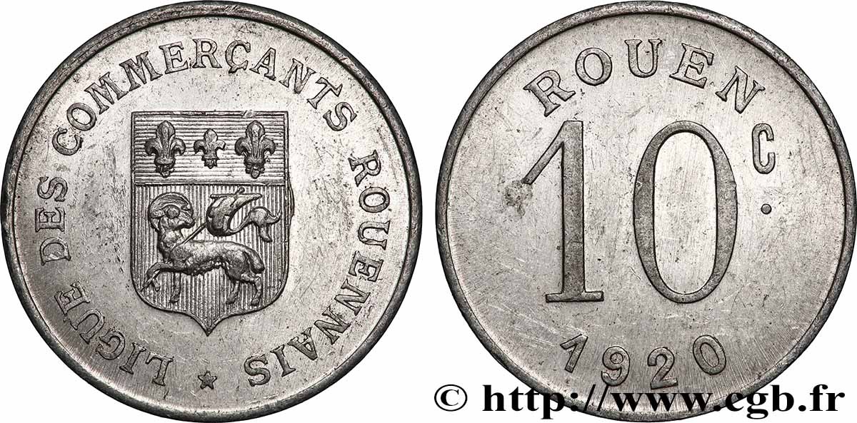 REGROUPEMENT DE COMMERCANTS ET D INDUSTRIELS 10 Centimes Ligue des Commerçants Rouennais VZ