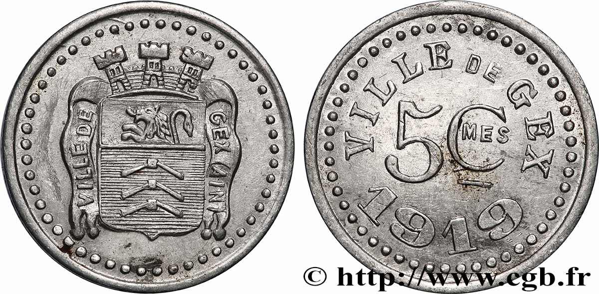 VILLE DE GEX 5 Centimes Ville de Gex SS
