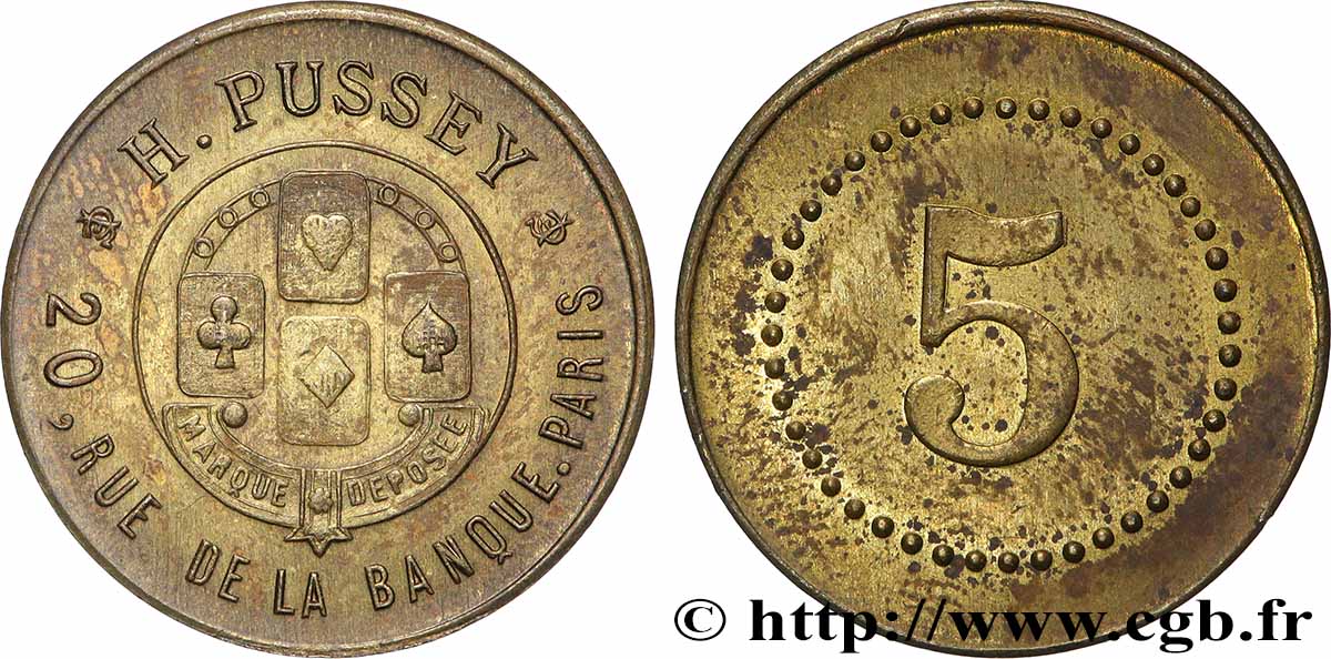 ENTREPRISES, INDUSTRIES ET COMMERCES DIVERS 5 Centimes H. Pussey - Paris AU